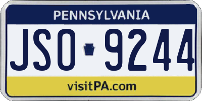 PA license plate JSO9244
