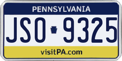 PA license plate JSO9325