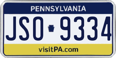 PA license plate JSO9334