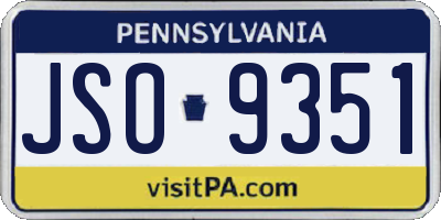 PA license plate JSO9351