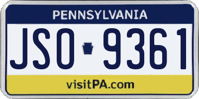 PA license plate JSO9361