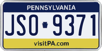 PA license plate JSO9371