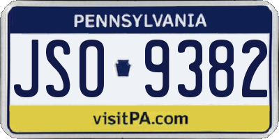PA license plate JSO9382