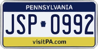 PA license plate JSP0992