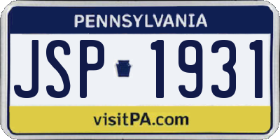 PA license plate JSP1931