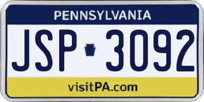 PA license plate JSP3092