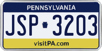 PA license plate JSP3203