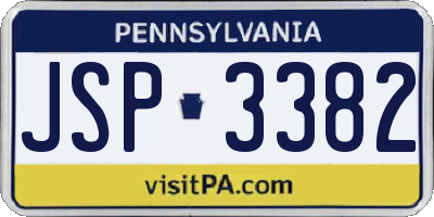 PA license plate JSP3382