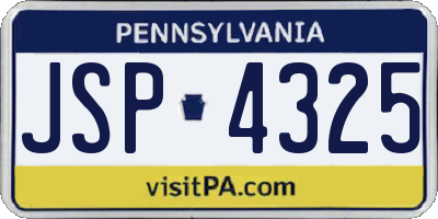 PA license plate JSP4325