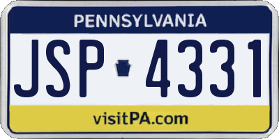 PA license plate JSP4331