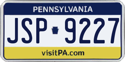 PA license plate JSP9227