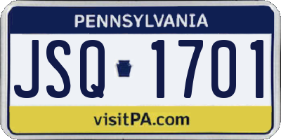 PA license plate JSQ1701