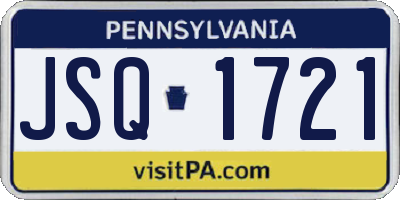 PA license plate JSQ1721