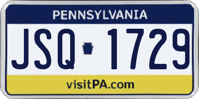 PA license plate JSQ1729