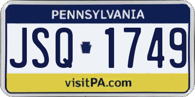PA license plate JSQ1749
