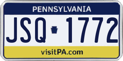 PA license plate JSQ1772