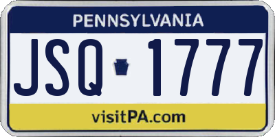 PA license plate JSQ1777