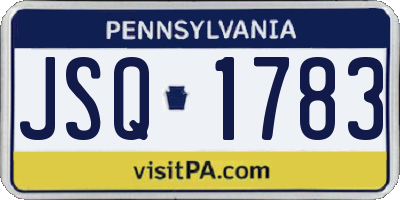PA license plate JSQ1783