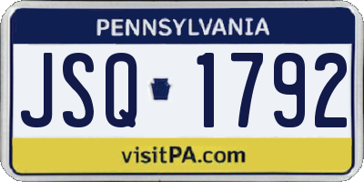 PA license plate JSQ1792