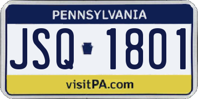 PA license plate JSQ1801
