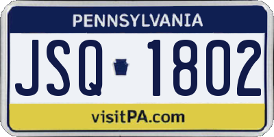 PA license plate JSQ1802