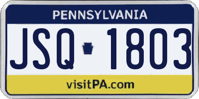 PA license plate JSQ1803