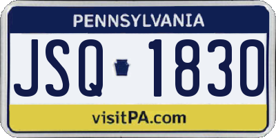 PA license plate JSQ1830