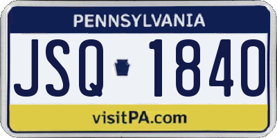 PA license plate JSQ1840