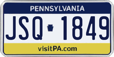 PA license plate JSQ1849
