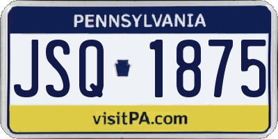 PA license plate JSQ1875