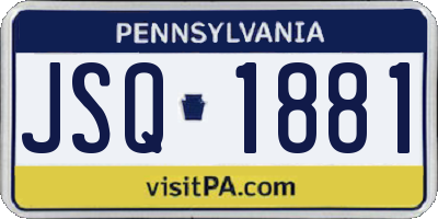 PA license plate JSQ1881