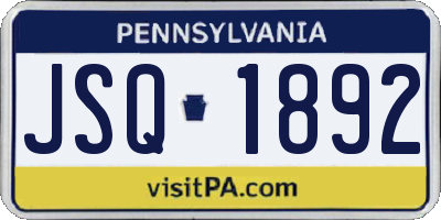 PA license plate JSQ1892