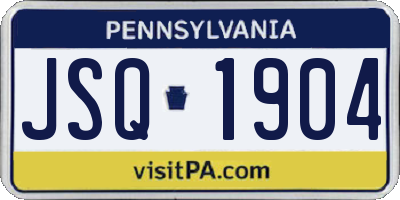 PA license plate JSQ1904