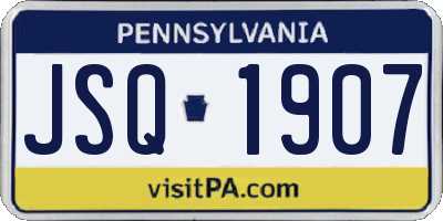 PA license plate JSQ1907
