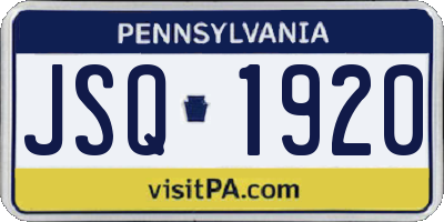 PA license plate JSQ1920