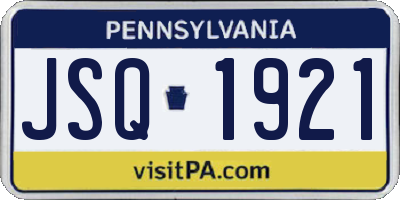 PA license plate JSQ1921