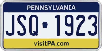 PA license plate JSQ1923