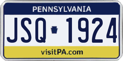 PA license plate JSQ1924