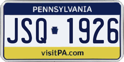 PA license plate JSQ1926