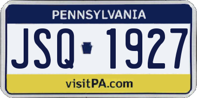 PA license plate JSQ1927