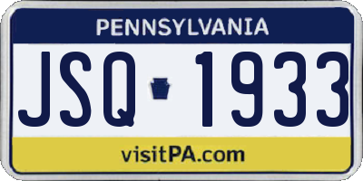 PA license plate JSQ1933