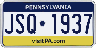 PA license plate JSQ1937