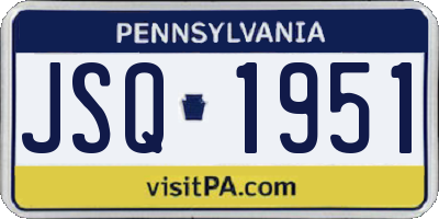 PA license plate JSQ1951