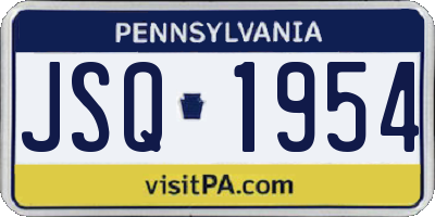 PA license plate JSQ1954