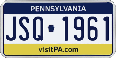 PA license plate JSQ1961