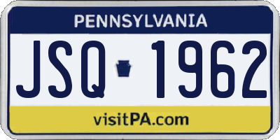 PA license plate JSQ1962