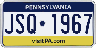 PA license plate JSQ1967