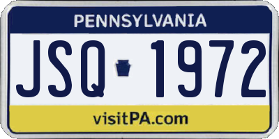 PA license plate JSQ1972