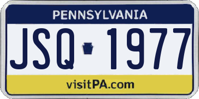 PA license plate JSQ1977