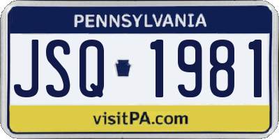 PA license plate JSQ1981